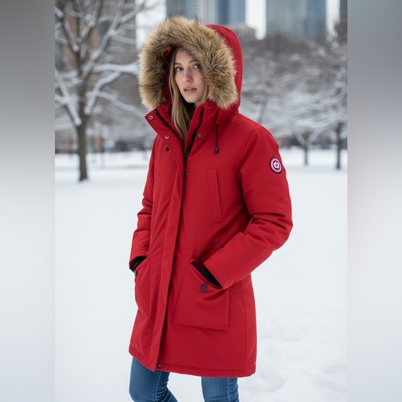 Canada Weather Gear Jackets & Blazers - Canada Weather Gear Red Parka - Faux Fur Hood - Size L - NWT